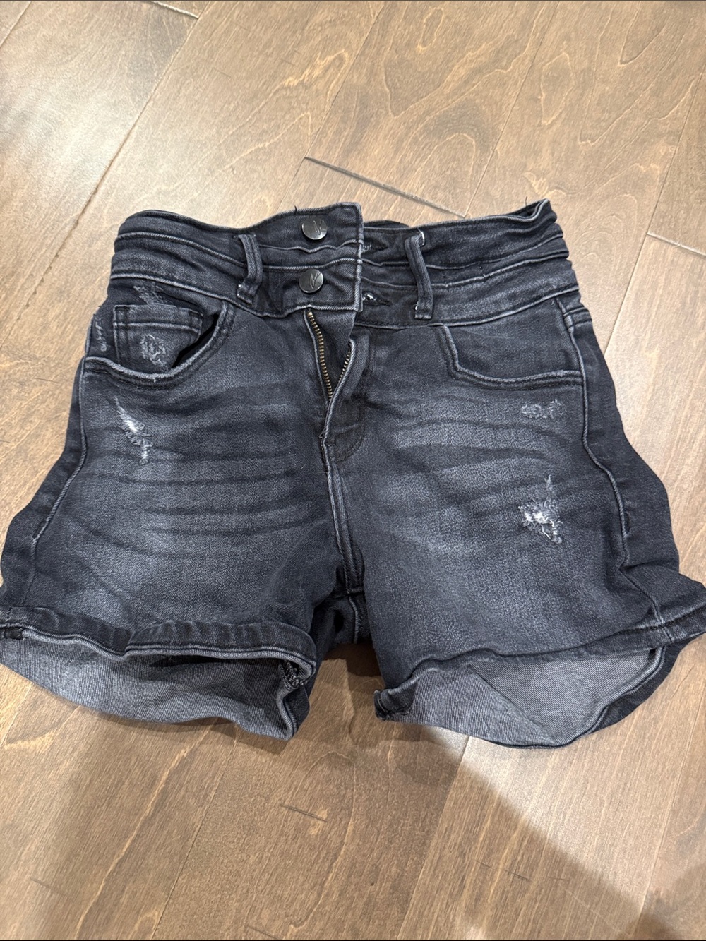 KanCan Black Washed Distressed High-Rise Jean Shorts